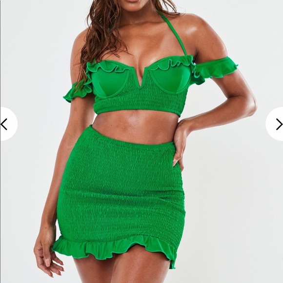 Dresses & Skirts - Vibrant Green Off-Shoulder Mini Dress